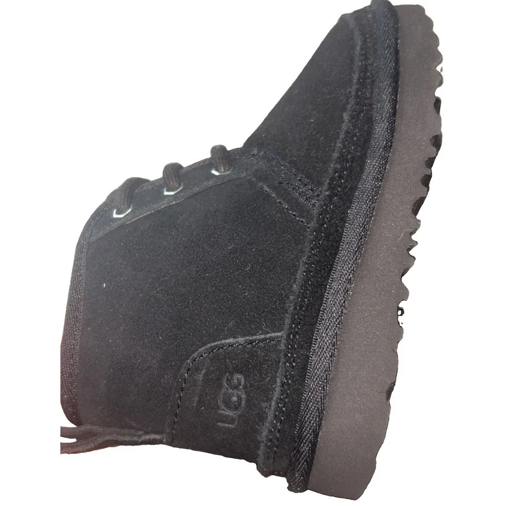 New UGG Neumel II Boot Kids US 9 Black Suede Chukka Zip Lace Up